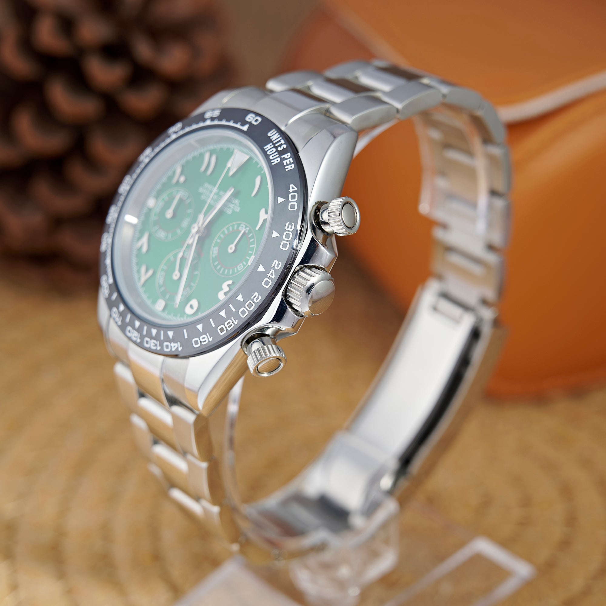 SEITONA ARABIC DIAL GREEN SILVER