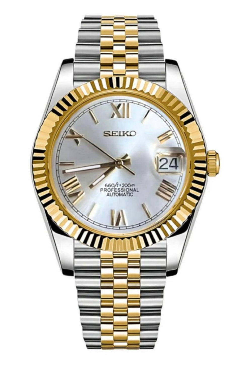 SEIKOJUST ROMAN GOLD TWO TONE